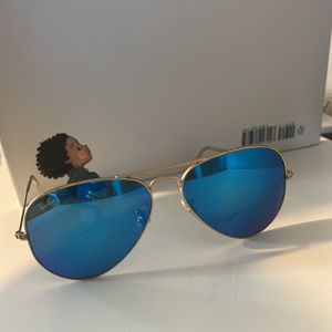 Ray Ban blue lens aviator sunglasses